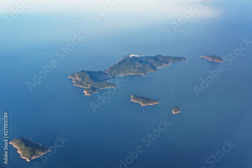 Cham islands group in South China Sea from airplane.
