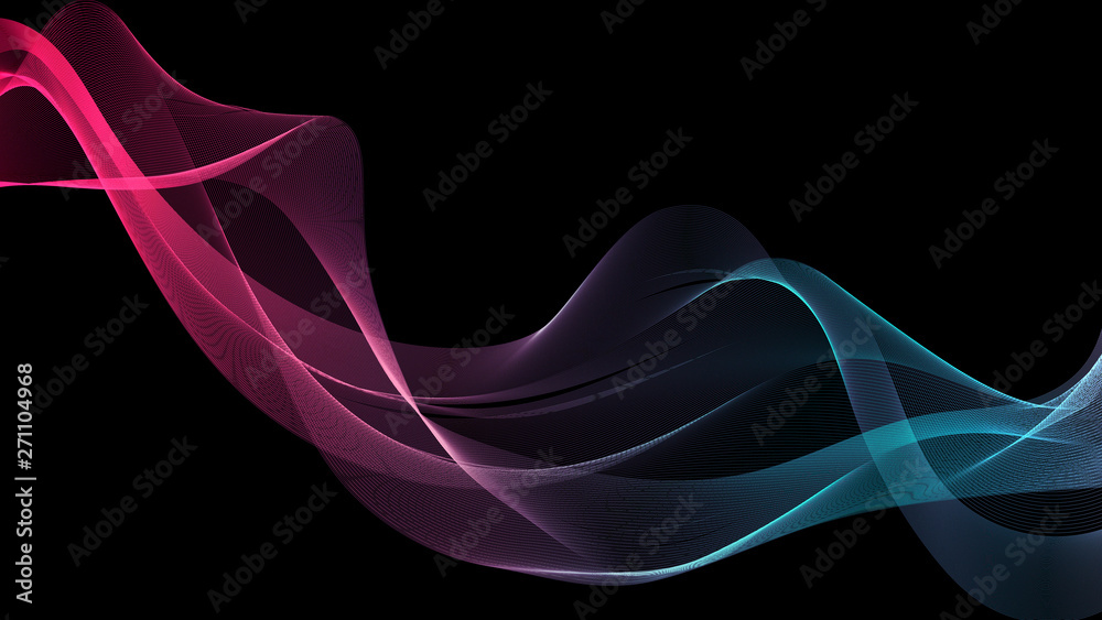 Naklejka premium Abstract neon light colors waves background