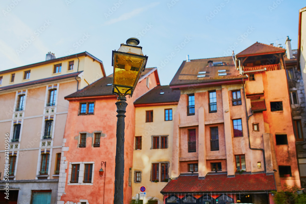 Beautiful buildings in alpine town of Annecy