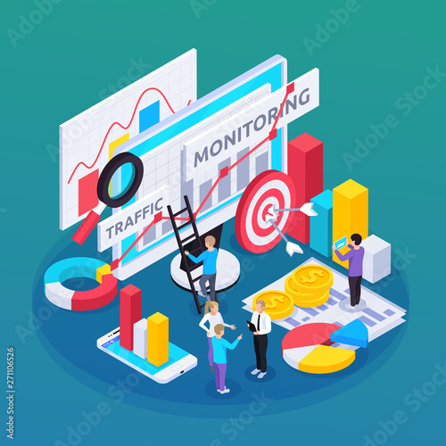 SEO Monitoring Isometric Composition