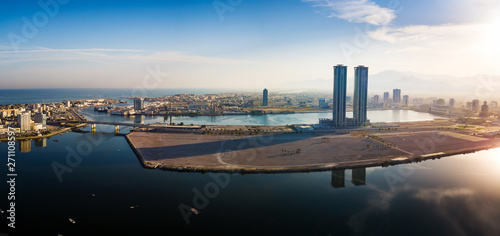 Ras al Khaimah emirate in the UAE aerial skyline view