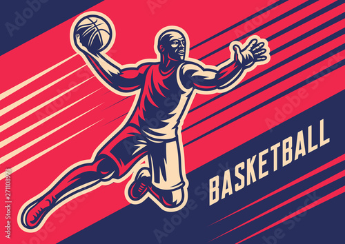 Slam dunk basketball player vector illustrations 