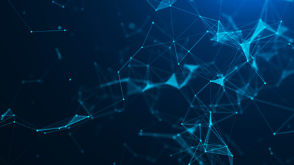 Abstract blue digital background. Big data visualization. Science background. Big data complex with compounds. Lines plexus.