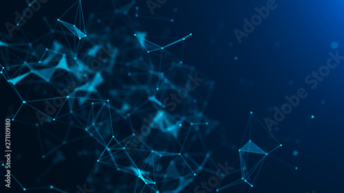 Abstract blue digital background. Big data visualization. Science background. Big data complex with compounds. Lines plexus.