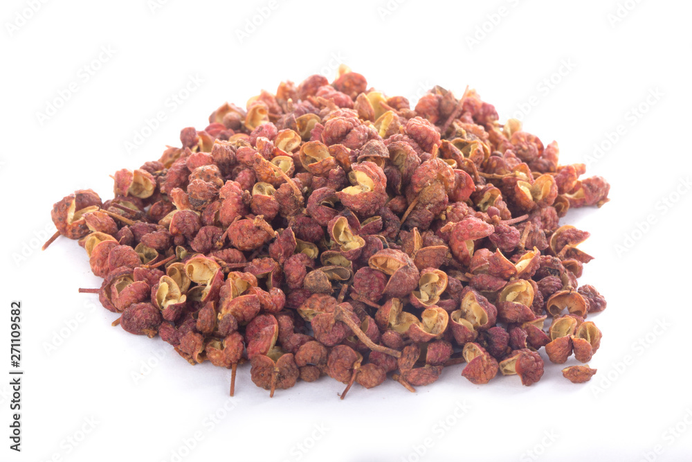 heap of sichuan pepper isolated on white background heap of sichuan pepper isolated on white background