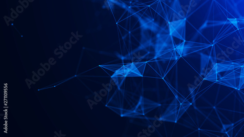 Abstract blue digital background. Big data visualization. Science background. Big data complex with compounds. Lines plexus.