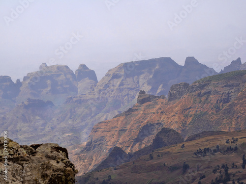 Beautiful mountain range in Simien Mountains National Park in Ethiopia