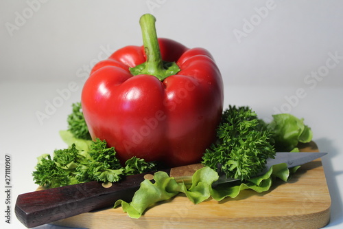 fresh pepper vegetables on a cutting board