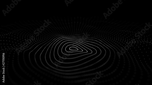 Wave 3d. 3D black abstract background. Abstract background with a dynamic wave. Big data visualization. 3d rendering.