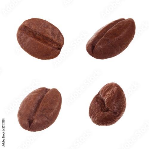 set of coffee beans isolated on white