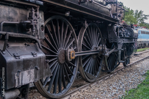 big wheels on a steam train