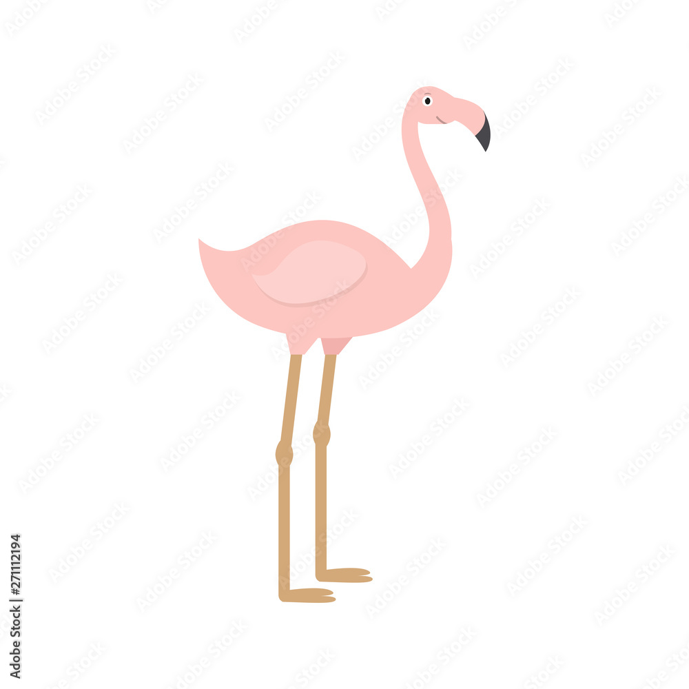 Fototapeta premium Flamingo icon in flat style, african animal vector illustration