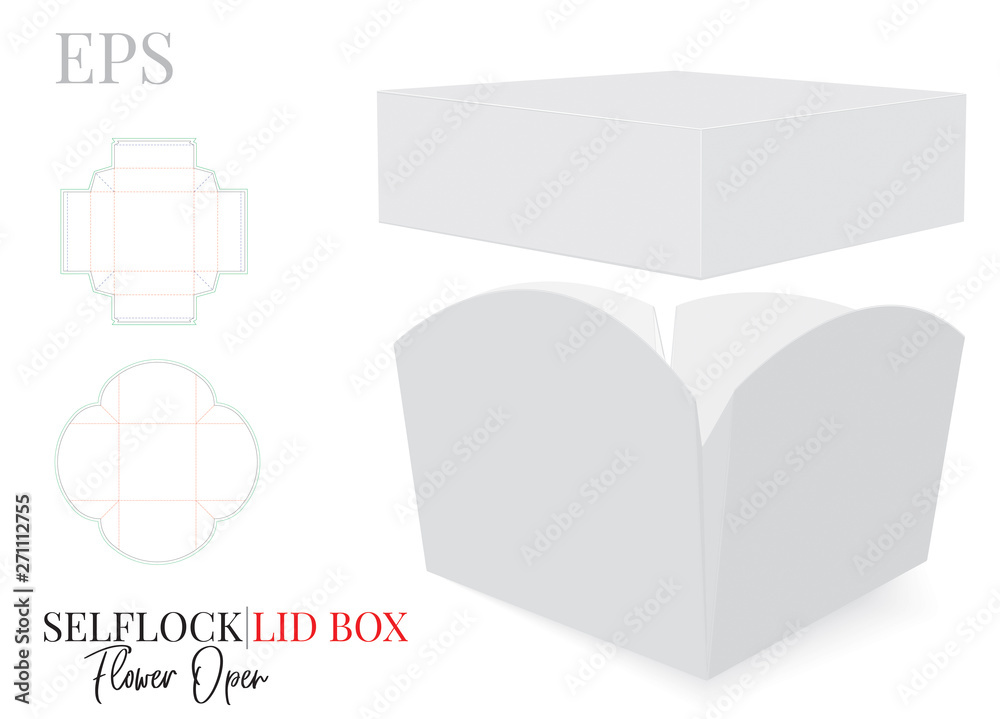 Vecteur Stock Box with Lid Template. Vector with Die Cut / Laser Cut Layers. White, clear, blank