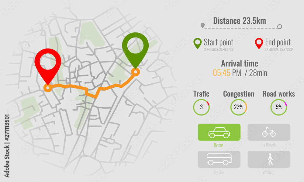 Creative infographic city map navigation for your dashboard concept design. Top and day time view. Vector illustration. Creative infographic city map navigation for your dashboard concept design. Top and day time view. Vector illustration.