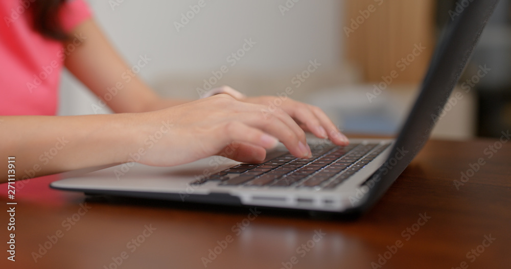 Woman work on computer at home Woman work on computer at home