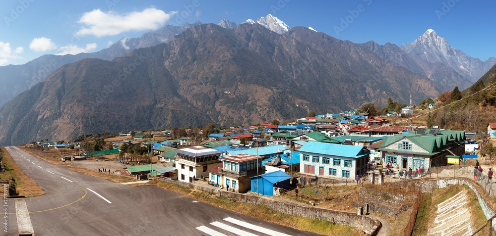 Lukla village and Lukla airport, Khumbu valley, Nepal