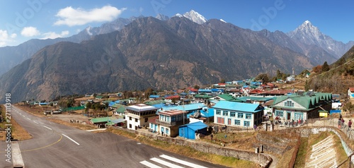 Lukla village and Lukla airport, Khumbu valley, Nepal photo