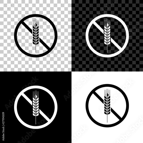 Gluten free grain icon isolated on black, white and transparent background. No wheat sign. Food intolerance symbols. Vector Illustration