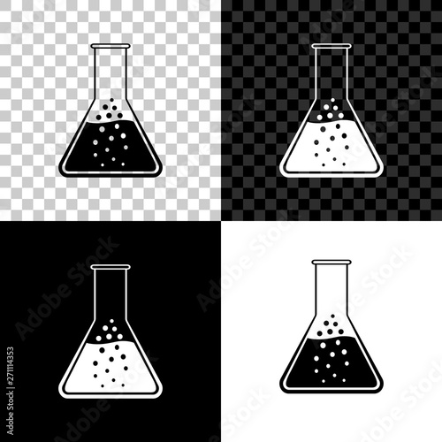 Test tube and flask - chemical laboratory test icon isolated on black, white and transparent background. Vector Illustration
