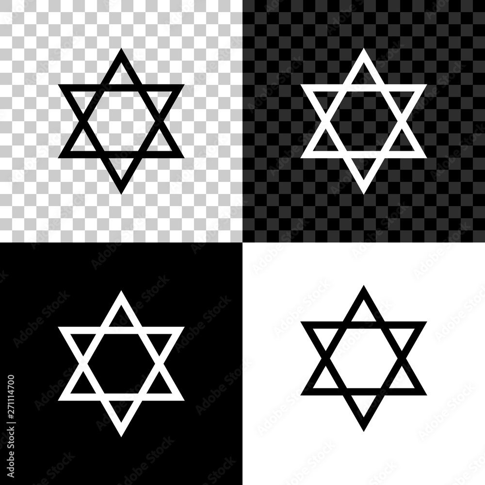 Star of David icon isolated on black, white and transparent background