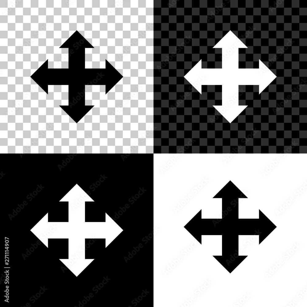 Obraz premium Arrows in four directions icon isolated on black, white and transparent background. Vector Illustration