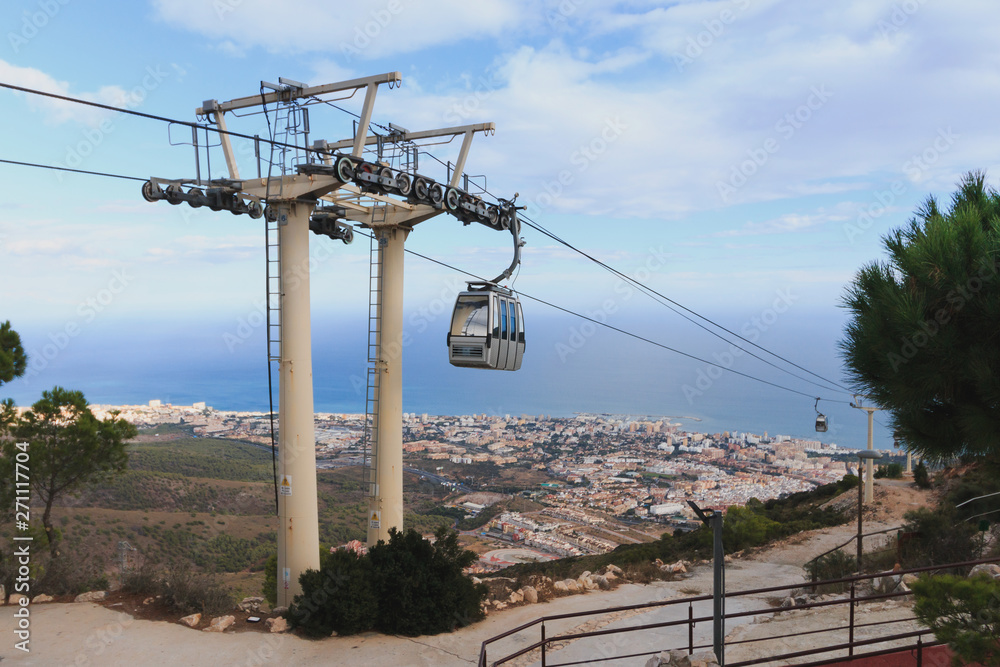Cable car in city Benalmadena Spain at summer time