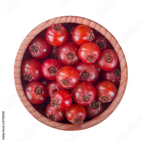 Wallpaper Mural hawberries in wooden cup isolated on white background Torontodigital.ca