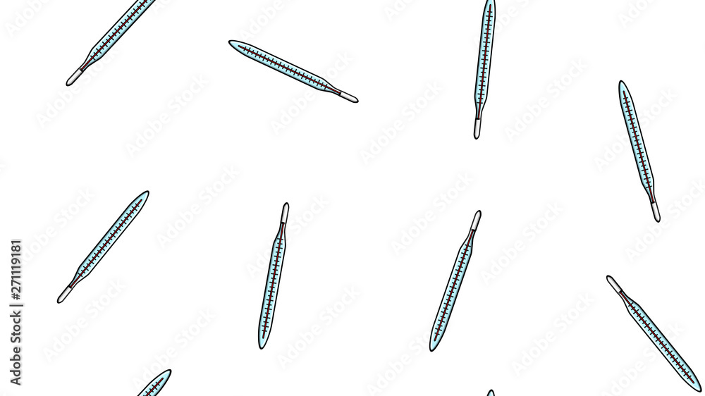 Seamless pattern texture of endless repetitive medical digital mercury glass thermometers for measuring body temperature on a white background. Vector illustration Seamless pattern texture of endless repetitive medical digital mercury glass thermometers for measuring body temperature on a white background. Vector illustration