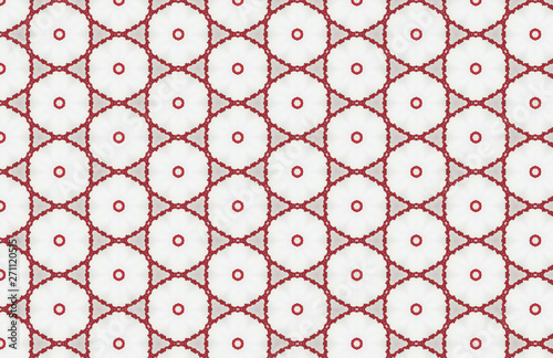 Red and White Circle Hexagon Large Abstract Pattern Design