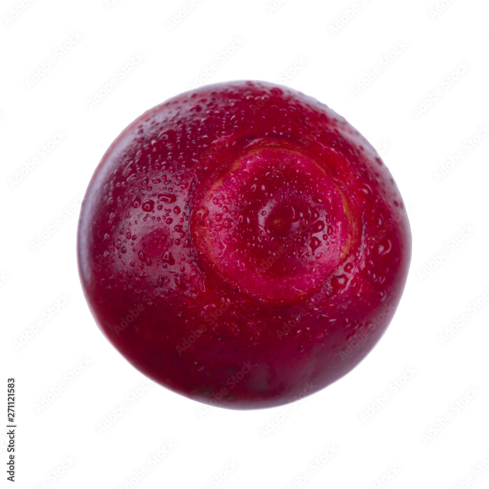 Fototapeta premium single fresh cowberry isolated on white