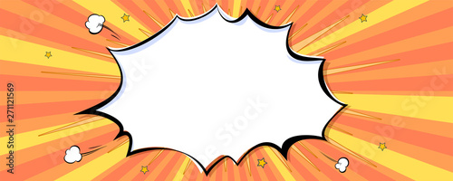 Komiks dymek na streszczenie tło pop-artu z promieni słonecznych i efekt kropkowany półtonów. Paski retro rama z żółtymi promieniami. Okładka komiksu do historii Superbohatera. Ilustracji wektorowych.