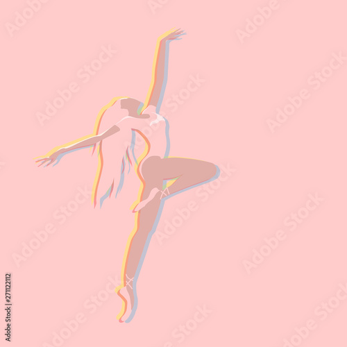 Dancing girl in pastel color. Cartoon character in a flat style.