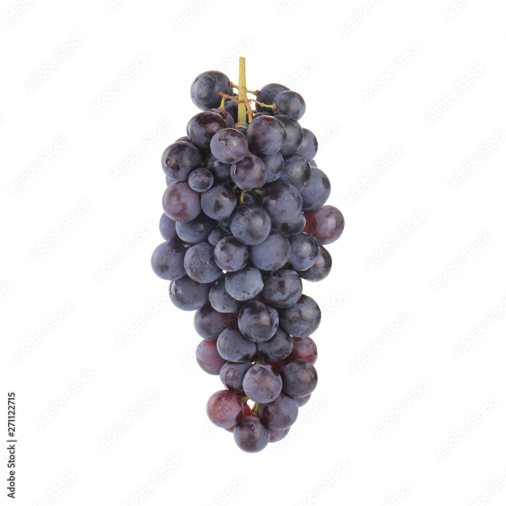 bunch of blue grapes isolated on white