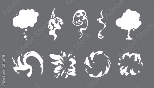 Cartoon Smoke Sprite Set. Vector Illustration.