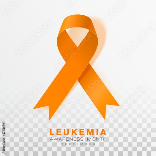 Leukemia Awareness Month. Orange Color Ribbon Isolated On Transparent Background. Vector Design Template For Poster.