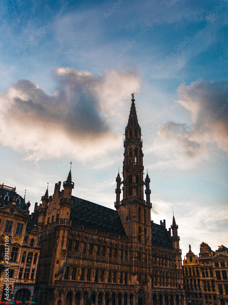 Grand Place in Brussels at sunset, Belgium