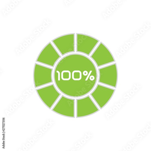 Green pie chart percentage diagram on white background