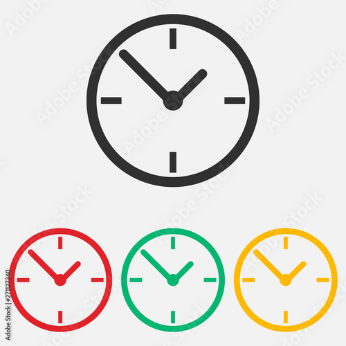 Clock icon isolated on white background. Vector illustration.