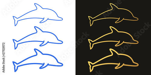 Dolphin icon set with different stroke thickness