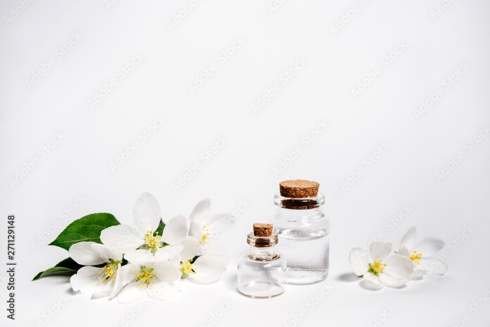 Spa natural cosmetic concept. White background with copy space for text. Spa natural cosmetic concept. White background with copy space for text.