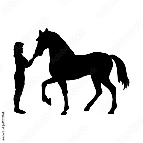 Heracles horse  silhouette mythology fantasy. Vector illustration.