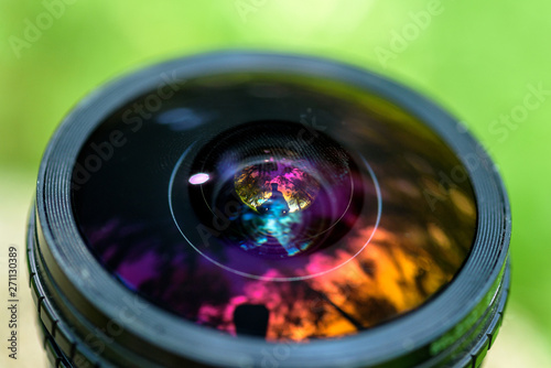 Fingerprint on the lens. Photographed close up.