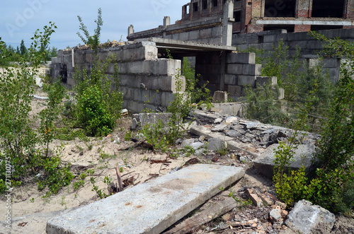 Abandoned construction site of Hospital. Abandoned at 1991,during Ukrainian undependence crisis. Kiev Region,Ukraine