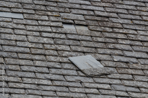 Slate detached from a roof of an house