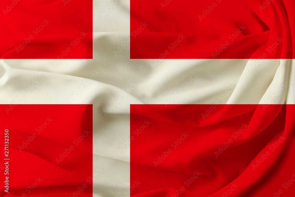 beautiful colored denmark flag on pleated silk fabric beautiful colored denmark flag on pleated silk fabric