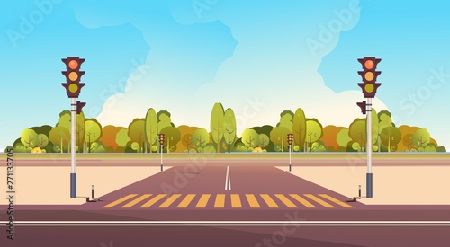 suburb road with transport