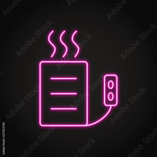 Heating pad icon in neon line style