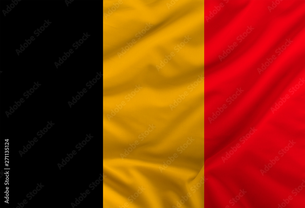 the color flag of the state of belgium depicted on textiles with soft folds