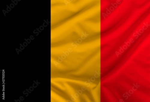 the color flag of the state of belgium depicted on textiles with soft folds