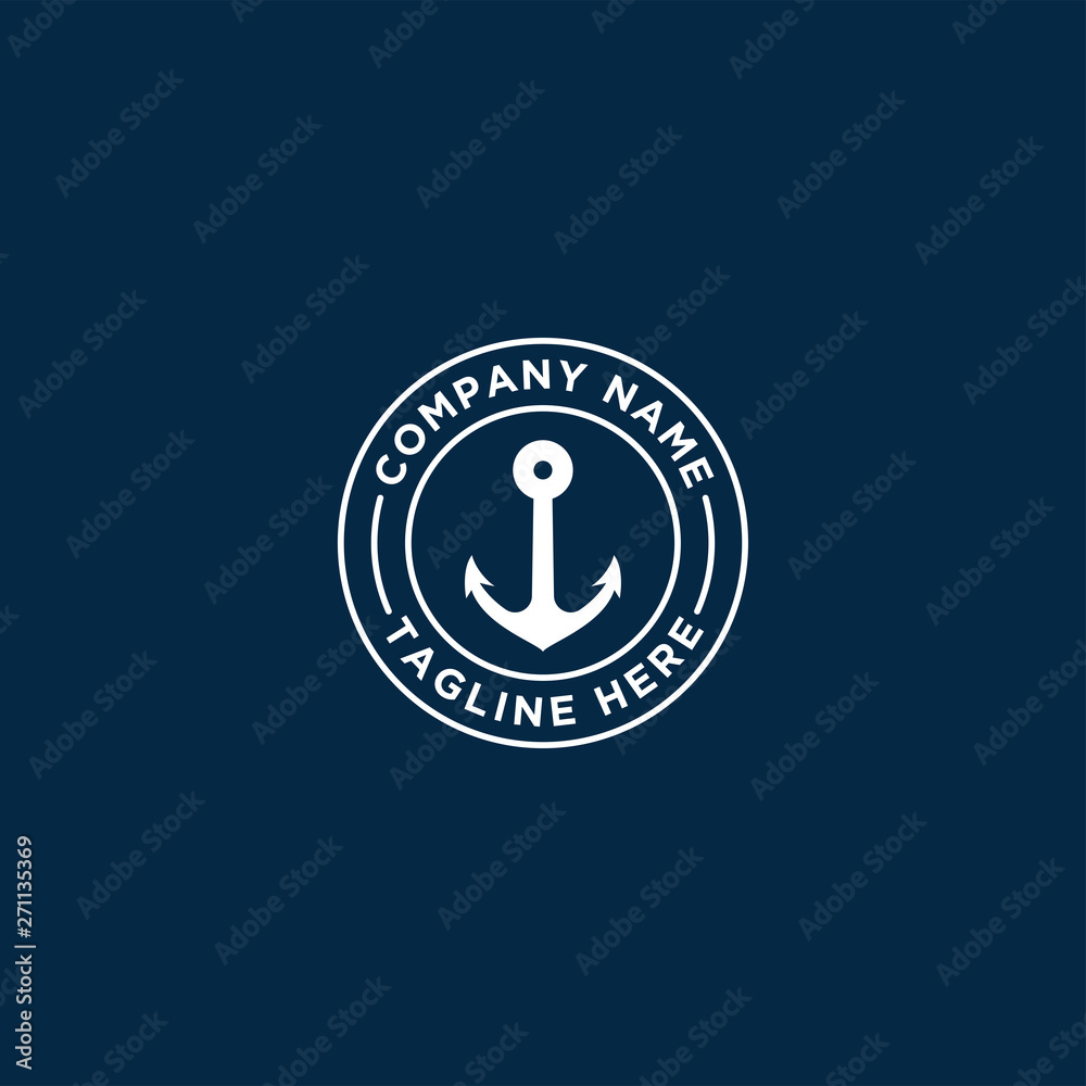 marine retro emblems logo with anchor, anchor logo - vector marine retro emblems logo with anchor, anchor logo - vector